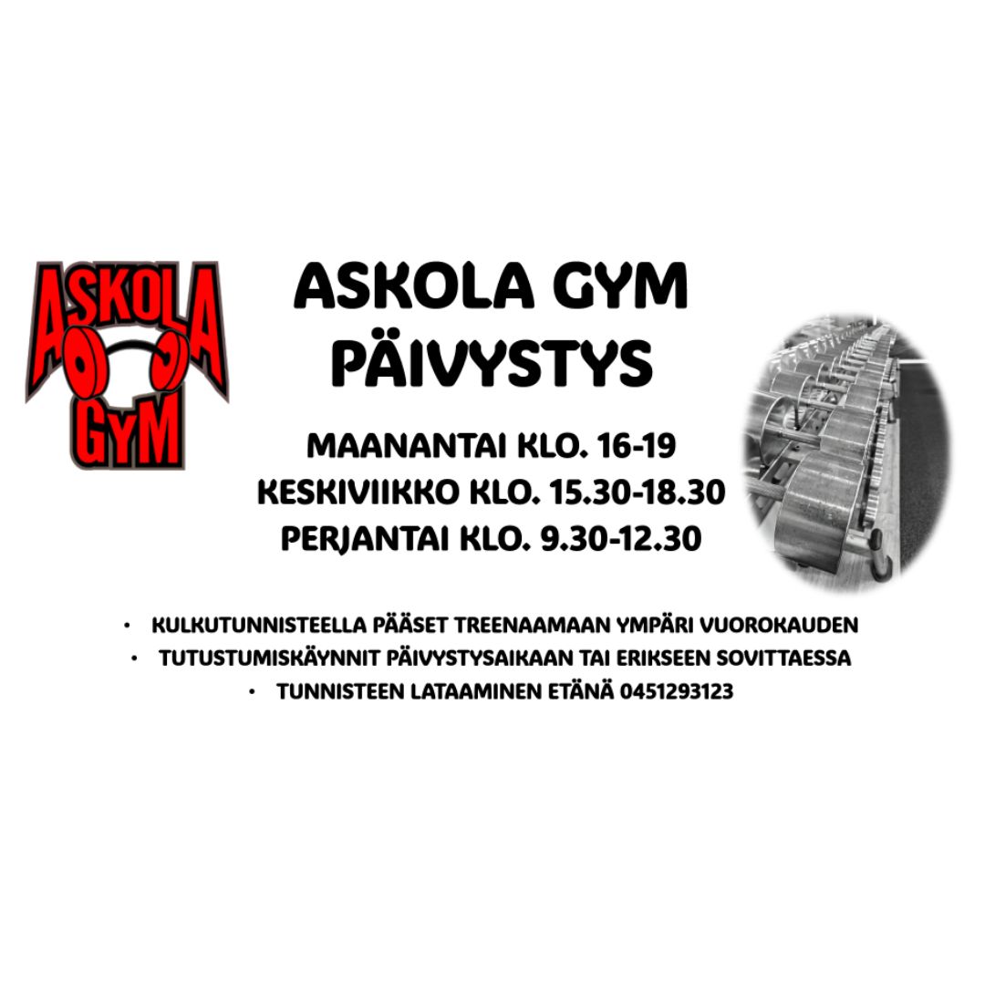 Askola Gym päivystysajat 14.9.26-  Huomioi muuttuneet aikataulut.